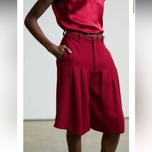 J. TIKTINER Côte D’Azure NICE Red Wool Gaucho Pants Size 6 to 8